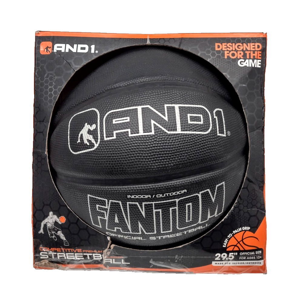 AND1 FANTOM Black Rubber Basketball Official Size 29.5” Streetball AND 1